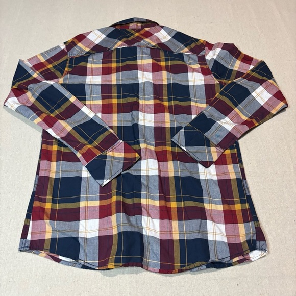 BKE Buckle Athletic Fit Long Sleeve Red Blue Plaid Button Down Shirt Men’s Sz L - Picture 3 of 6